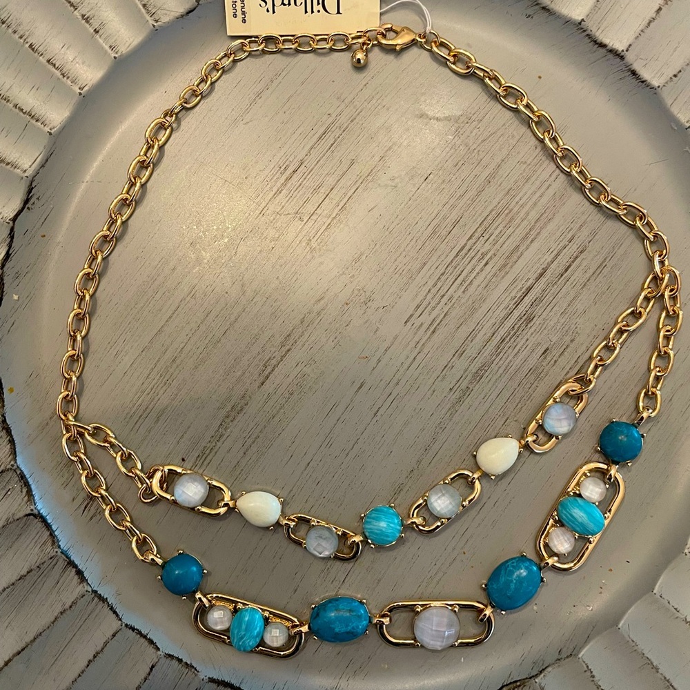 Charming Gold and Blue Necklace by Panache